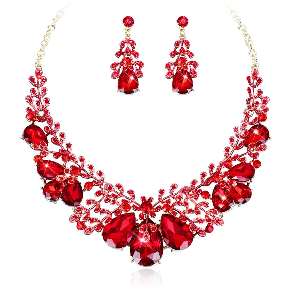 Мода Кристалл ожерелье серьги индийский роскошный свадебный ювелирный набор