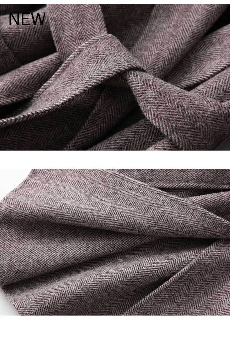 

new 2020 Women Woolen Coat Elegant Turn Down Collar Women Long Woolen Coat Dark Gray Design Winter Warm Coat Casaco Feminino