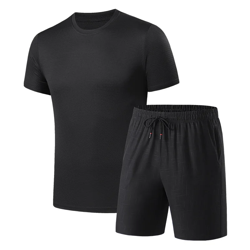 

Summer Two Piece Short Sleeve Man T-shirt Suit Casual Outdoor Sports Tracksuit Zipper Pockets Jogging T Shirt Shorts Men Set