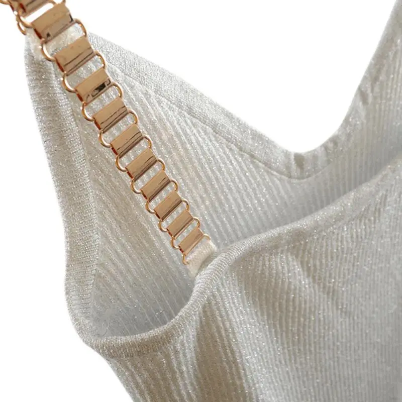 

Summer Women Fashion Slim Sexy Knitting Tops Female Stretchy Sleeveless shirts With Shinning Rayon Knitted x