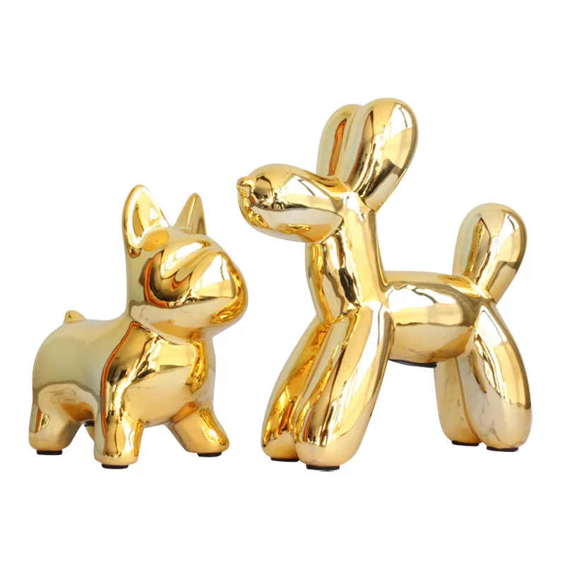 

Nordic Resin Dog Crafts Electroplating Balloon Dog Sculpture Home Decor Modern Living Room Desktop Animal Decorations for Home