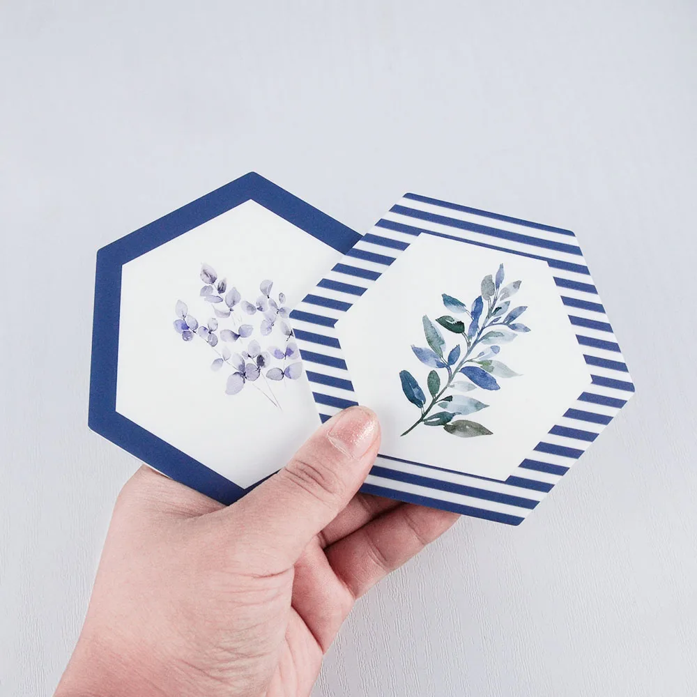 Шикарный силиконовый подстаканник Coaster с шестигранным листом и полосками