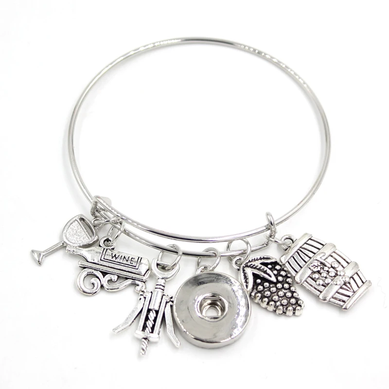 18mm Snap Jewelry Grape Wine Charm Bracelets Women Bracelet Adjustable Bangle Gifts | Украшения и аксессуары