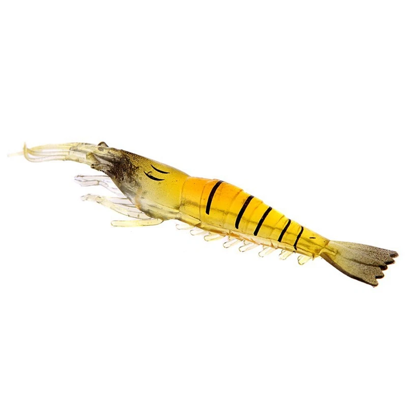 

5Pcs 9cm 4g Outdoor Fishing Lure Soft Simulation Lightweight Shrimp Prawn Bait Fishy Smell Yellow