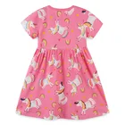 Летнее платье для девочек с короткими рукавами и принтом платья для маленьких девочек трикотажные хлопковые носки с рисунками из мультфильмов; Милые платья От 2 до 7 лет; Платье принцессы для девочек