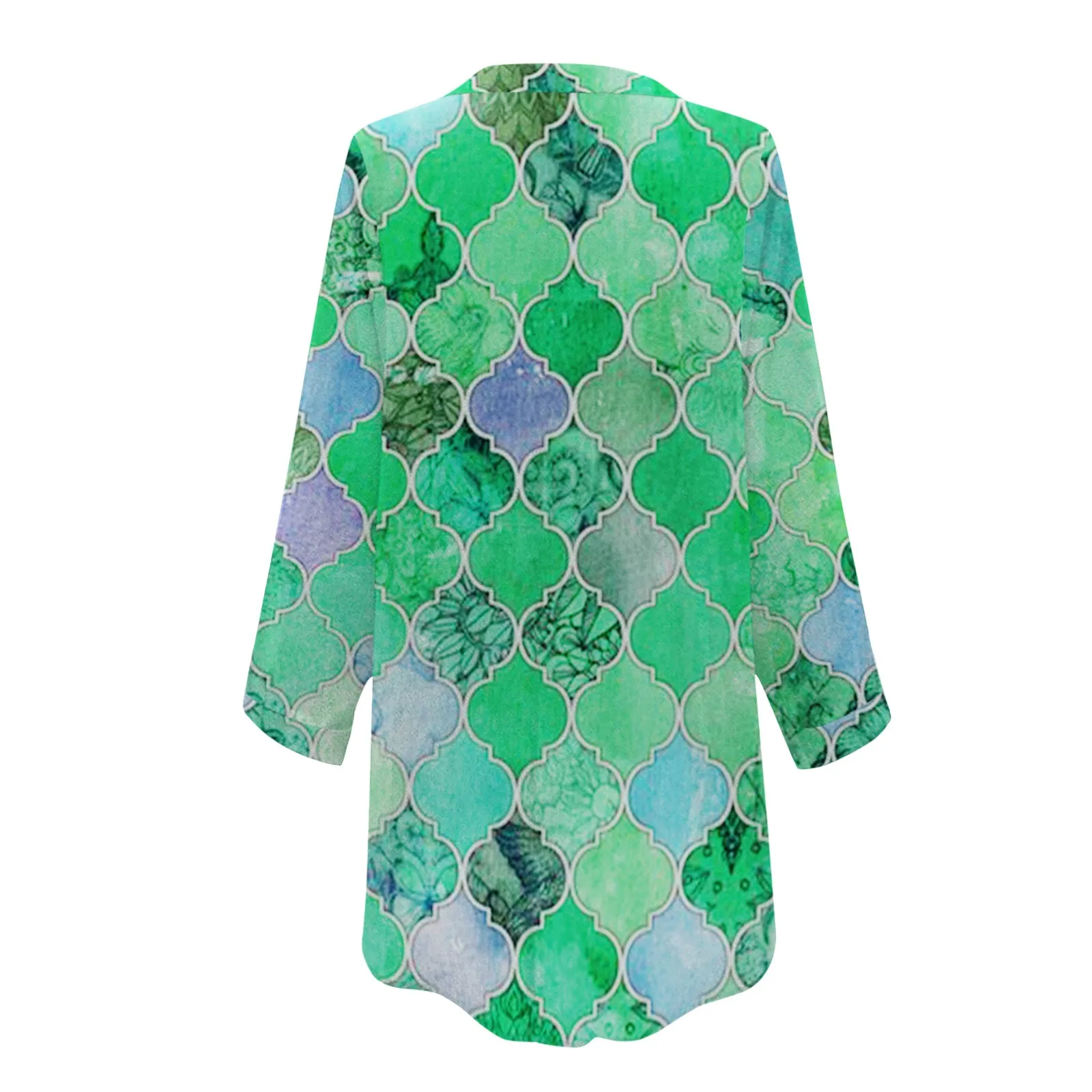 

Women Top Tees Plaid Geometric Printing Shirts Ladies V-Neck Casual Loose Long-Sleeved Tops Streewear Mujer Blouses