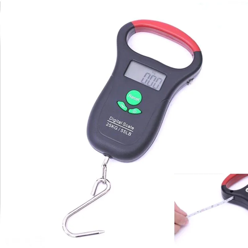 

25Kg/55Lb LCD Display Digital Scale Portable Electronic Luggage Scale Pocket Spring Scale Hook Kitchen Weight with Tape Measure