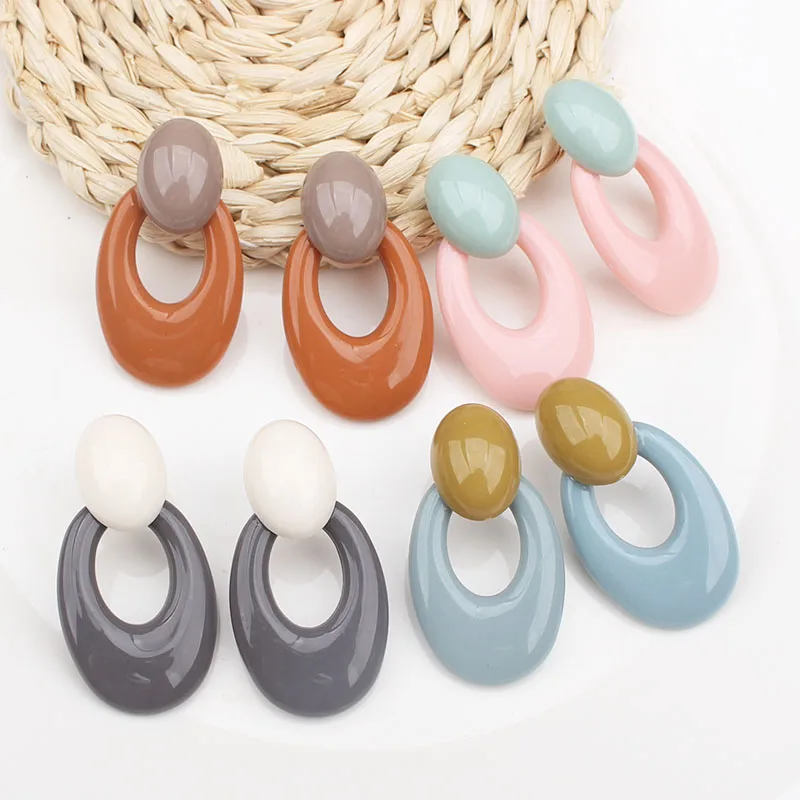 ES1042 новые модные серьги простого дизайна для женщин Красочные сердца Акриловые