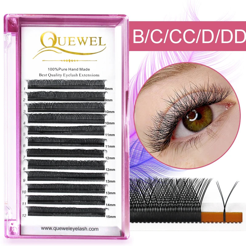 Quewel YY False Eyelashes 0.05/0.07mm Volume Eyelash Extension New B/C/CC/D/DD Curl Faux Mink Lash Profession Wholesale Makeup