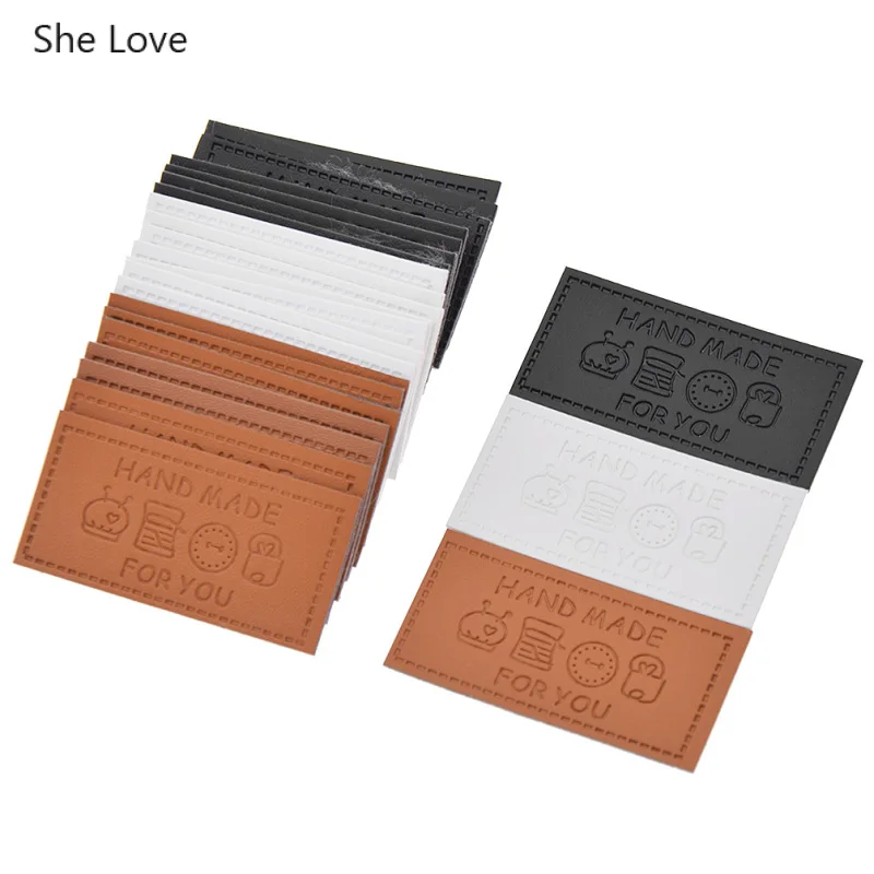 Ярлыки для одежды ручной работы из ПУ кожи прямоугольной формы 24 шт./лот|Этикетки