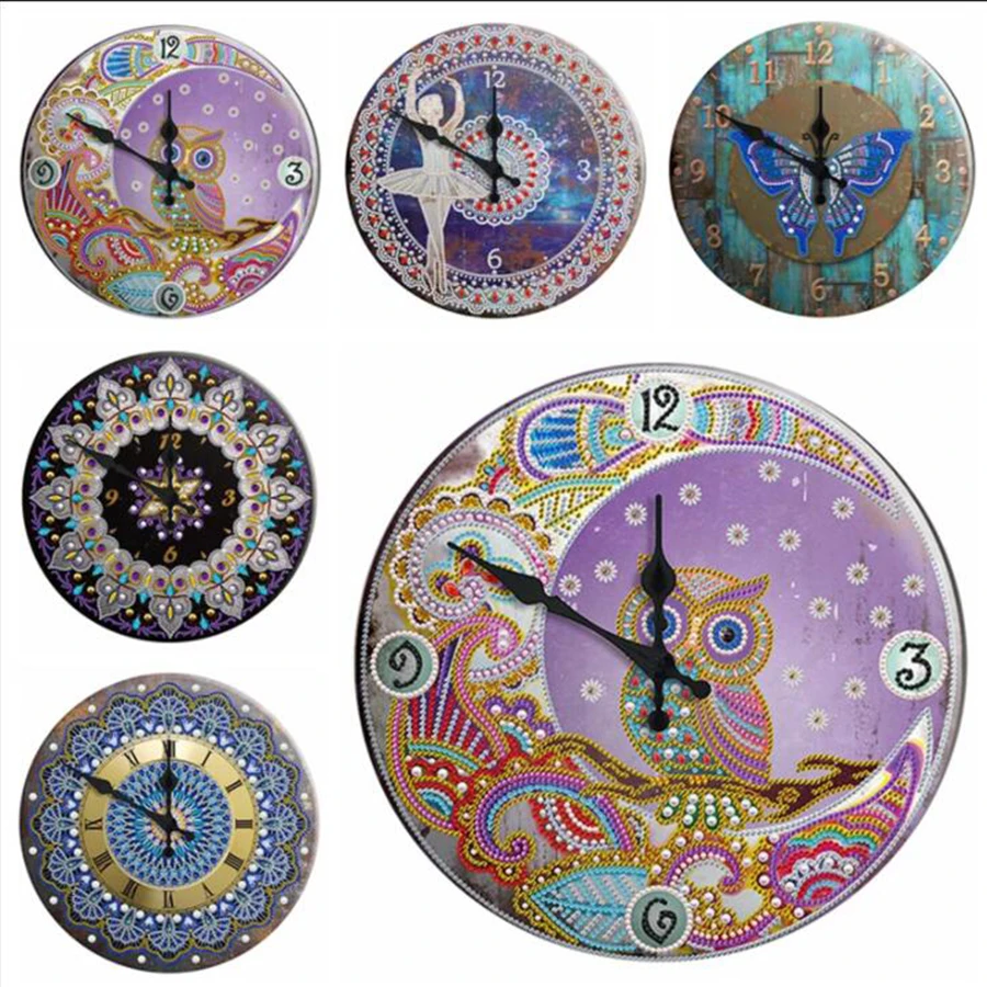 

Iron Sheet Special shaped Diamond Painting Clock Set Diamond Mosaic Embroidery Round Tin DIY Art Crafts Mandala Home Decoration