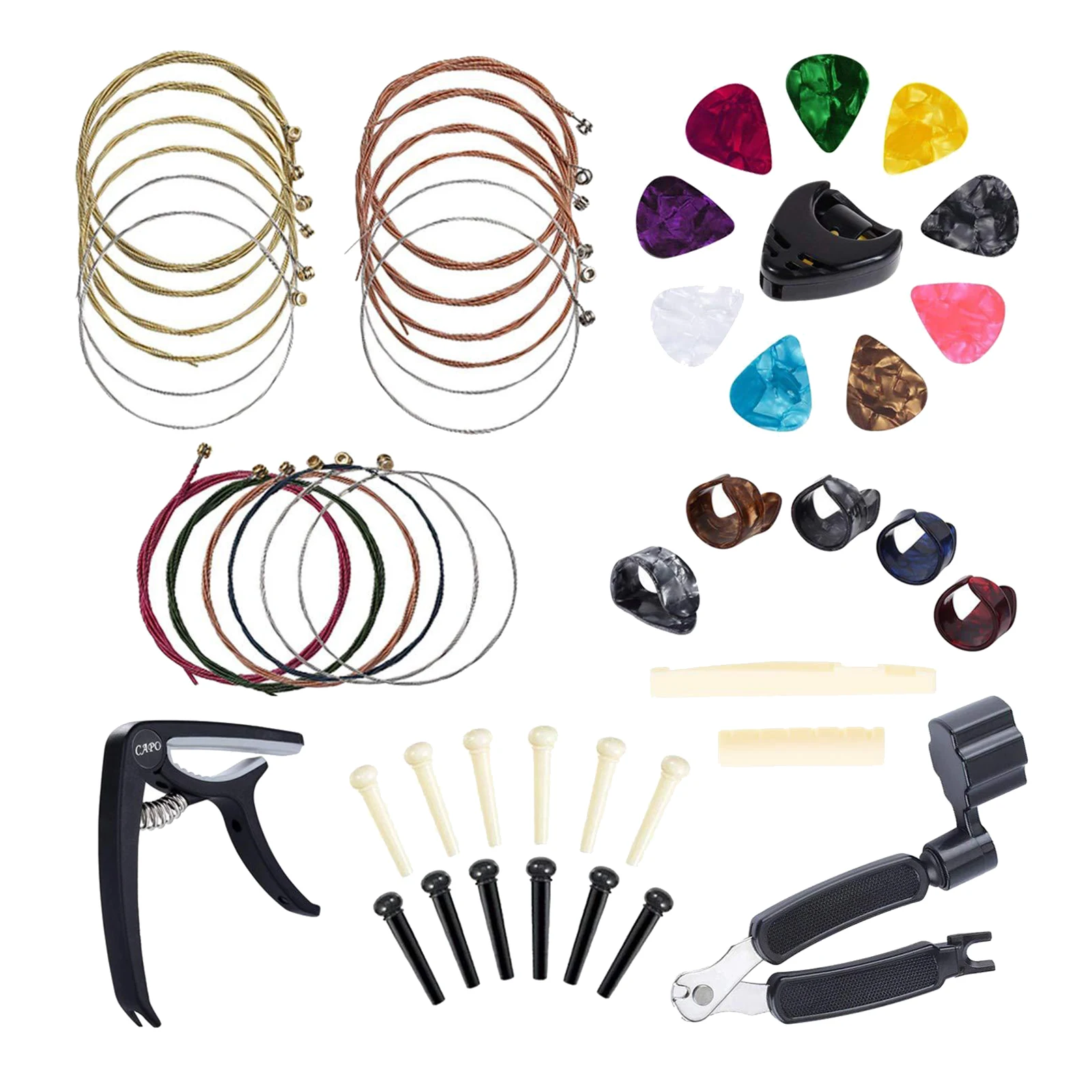 

49 шт. Аксессуары для гитары гитарные струны Капо-тюнер Кость мост выбирает держатель