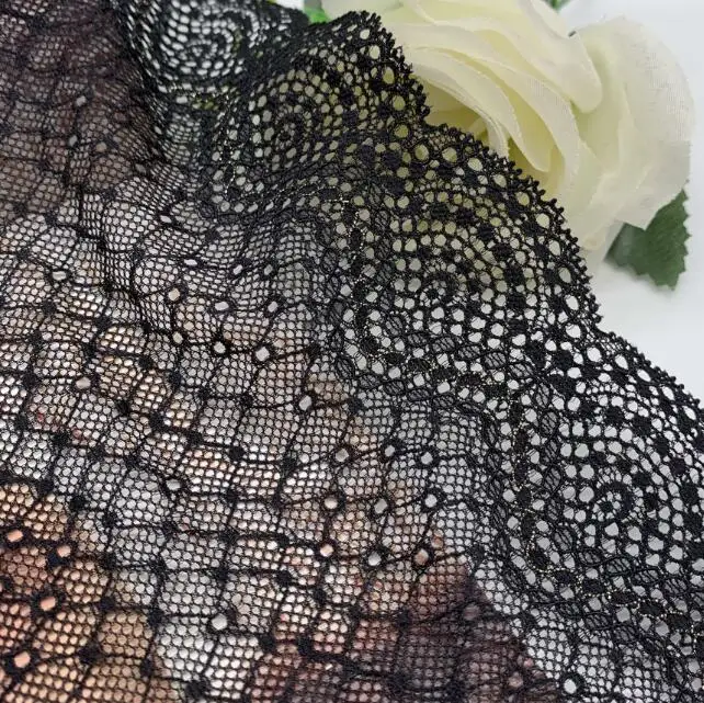 Black with gold 3 года/партия, 18 см, эластичная кружевная ткань, отделка, рукава, юбка, эластичная кружевная отделка, 22 см, одежда, бюстгальтер, нижнее белье, декоративные аксессуары - Цвет: Black with gold