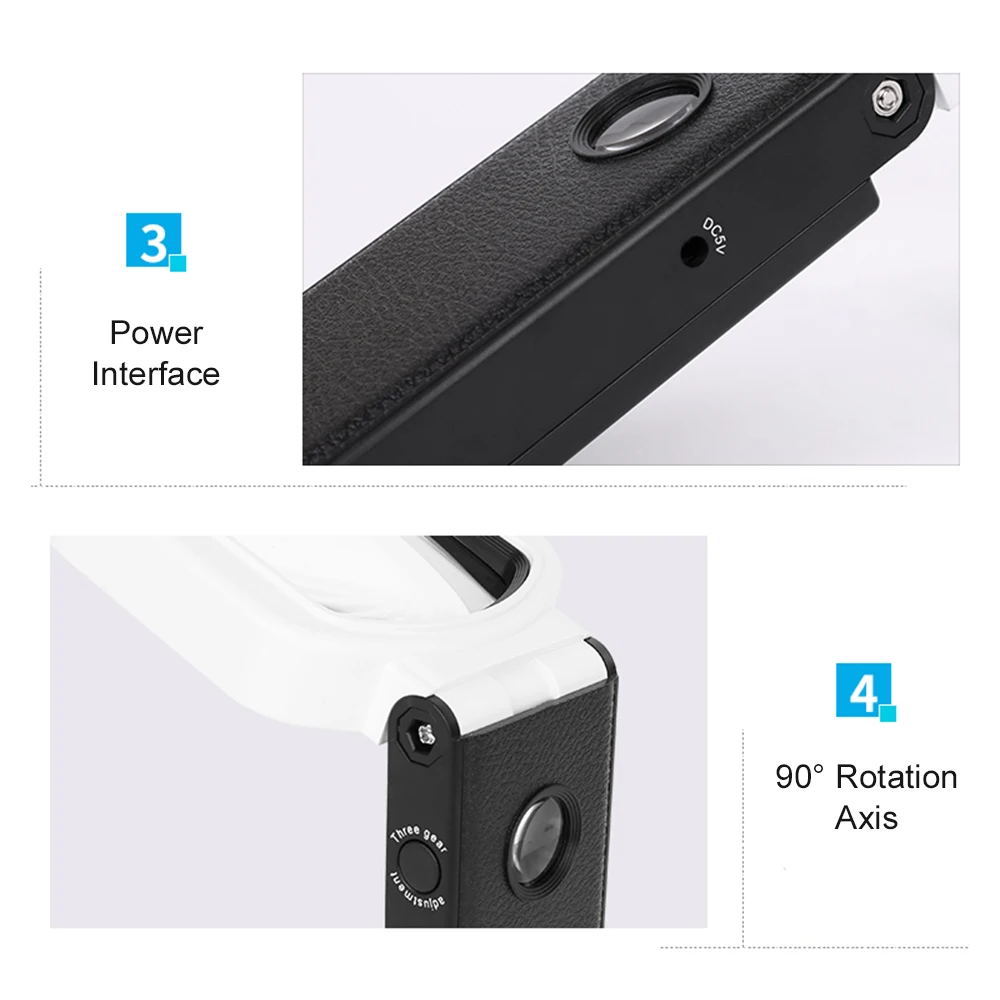 Ручной Лупа многофункциональная Стекло 10X/25X Регулируемый увеличение складной