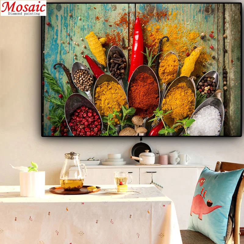 5d Diy алмазная живопись зерна ложка для специй вышивка кухонные аксессуары дома