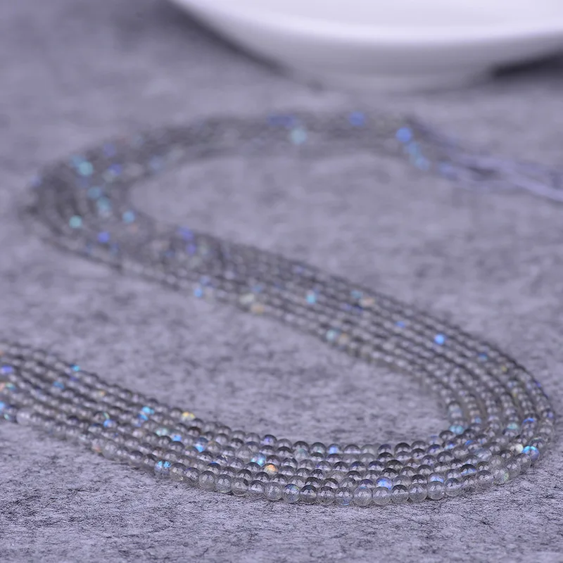 

OMHXZJ Wholesale ZB326 234mm DIY Bracelet Necklace Jewelry Accessories Components Natural Stone Fine Gray Moonstone Round Beads