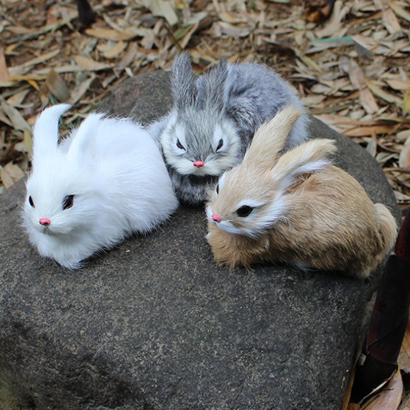 Детские плюшевые кролики мини милые белые мех реалистичные животные Пасхальный