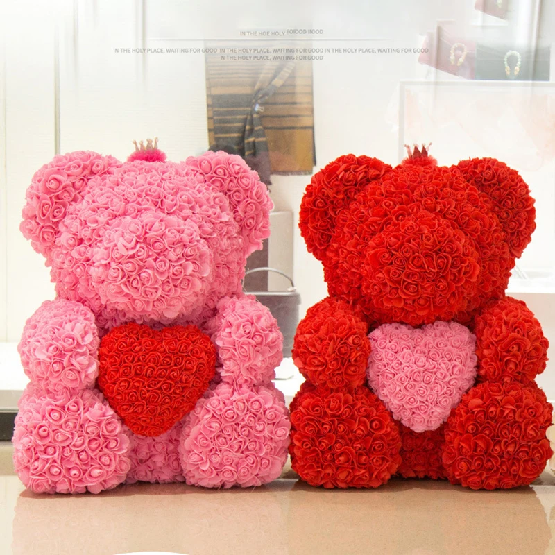 Рождественский подарок 25 см Искусственный медведь розы имитирующие Цветы