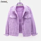 Luzuzi для женщин размера плюс джинсовая куртка для девочек; Сезон весна-осень; Короткие пальто свободные BF с длинными рукавами джинсовая куртка для девочек Повседневная Верхняя одежда для мальчиков и девочек