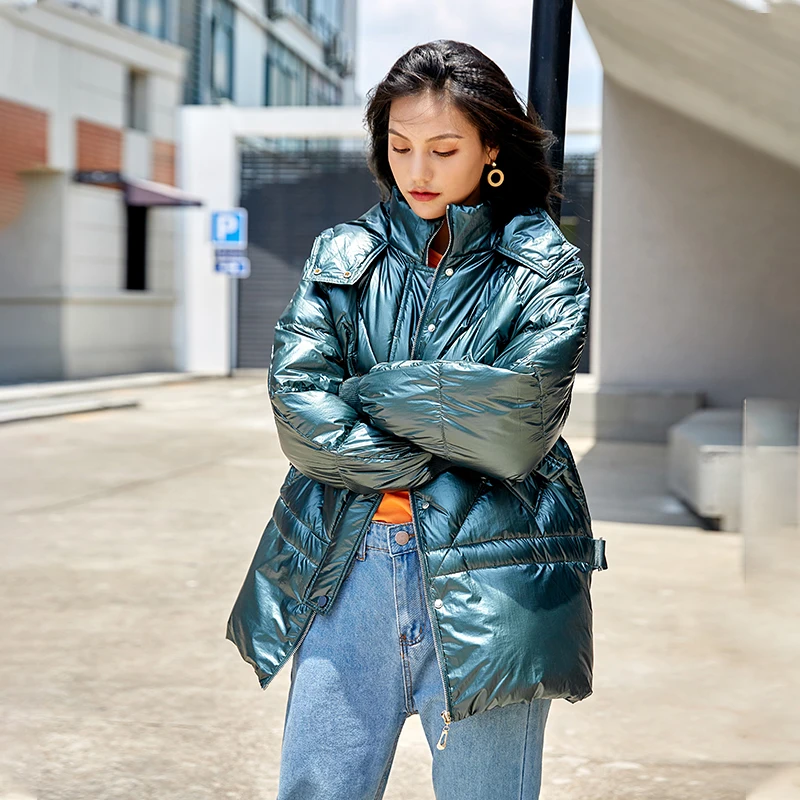 Zqlz 2019 зимний пуховик с капюшоном женский плюс размер свободная повседневная