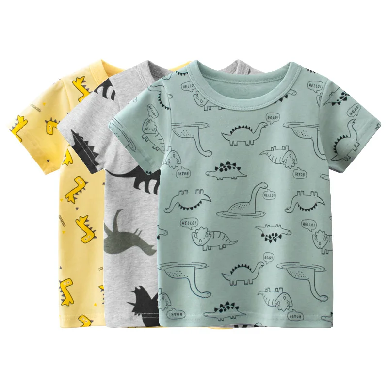 2021 летняя футболка для мальчиков футболки малышей с рисунком динозавра детская