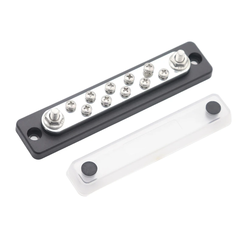 

Terminals Power Distribution Block Busbar with Transparent Cover Heavy Duty 10 Way 2 Stud Terminal Bus Bar