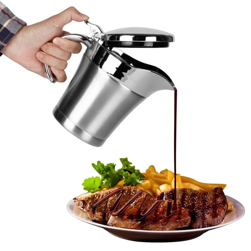 

Gravy Boat,Kitchen Stainless Steel Double Wall Insulated Gravy Boat Sauce Jug with Lid (750Ml)