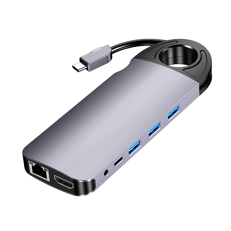 

Док-станция с разъемом типа C, 10 в 1, HDMI, VGA, Gigabit Ethernet 3, USB 3,0, кардридер для SD/TF карт 3,5 мм