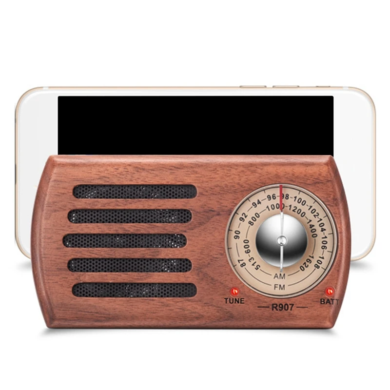Ретро радио орехового цвета на батарейках с функцией лучшего приема разъем для