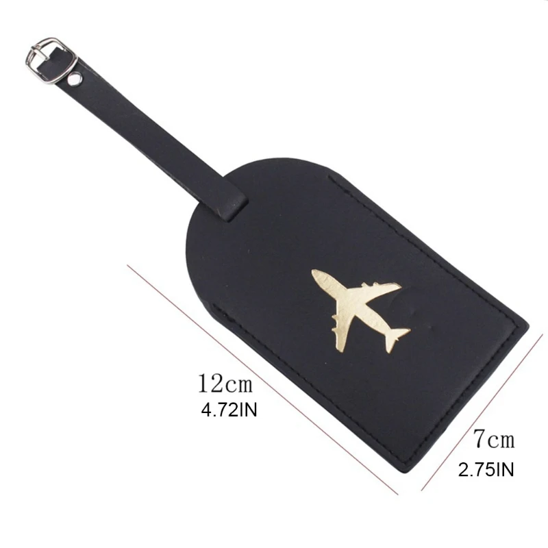 

Leather Luggage Tag Travel ID Tags with Adjustable Leather Strap Address Card and Privacy Cover