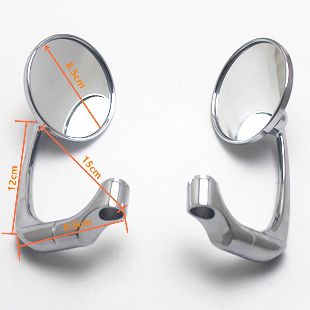 

mtsooning 1 Pair 8/10mm Motorcycle Chrome Round Bar End Rearview Side Mirror for Modified Motorcycle