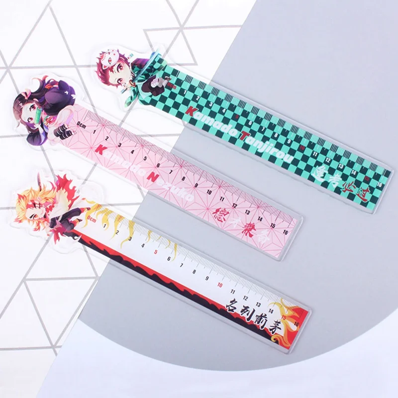 

1Pcs 16cm Anime Demon Slayer No Yaiba Kamado Tanjirou Nezuko Plastic Straight Ruler Office Stationery School Supplies Rulers