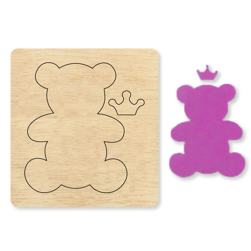 Корона рамка с медвежонком индивидуальные штампы DIY деревянные металлические