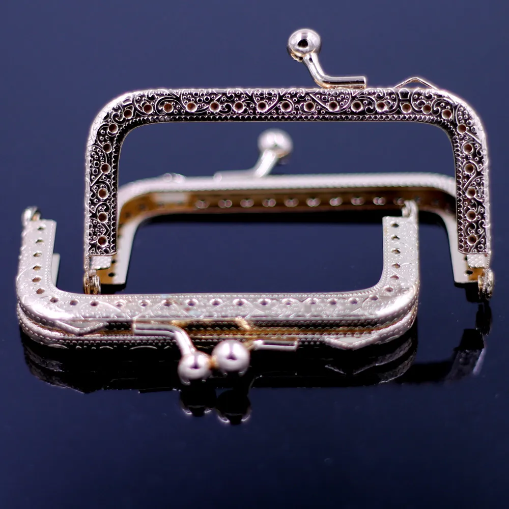 

8.5cm Square Metal Purse Frame Rose Gold Silver/Bronze/Gunmetal Tone Handbag Kiss Clasp Clutch Lock Handle Luggage Bag Hardware