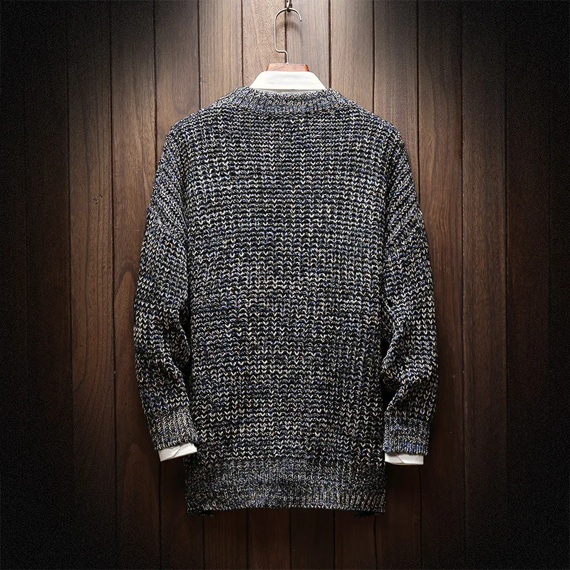 Осень зима 2020 мужской повседневный вязаный свитер модный однотонный с круглым