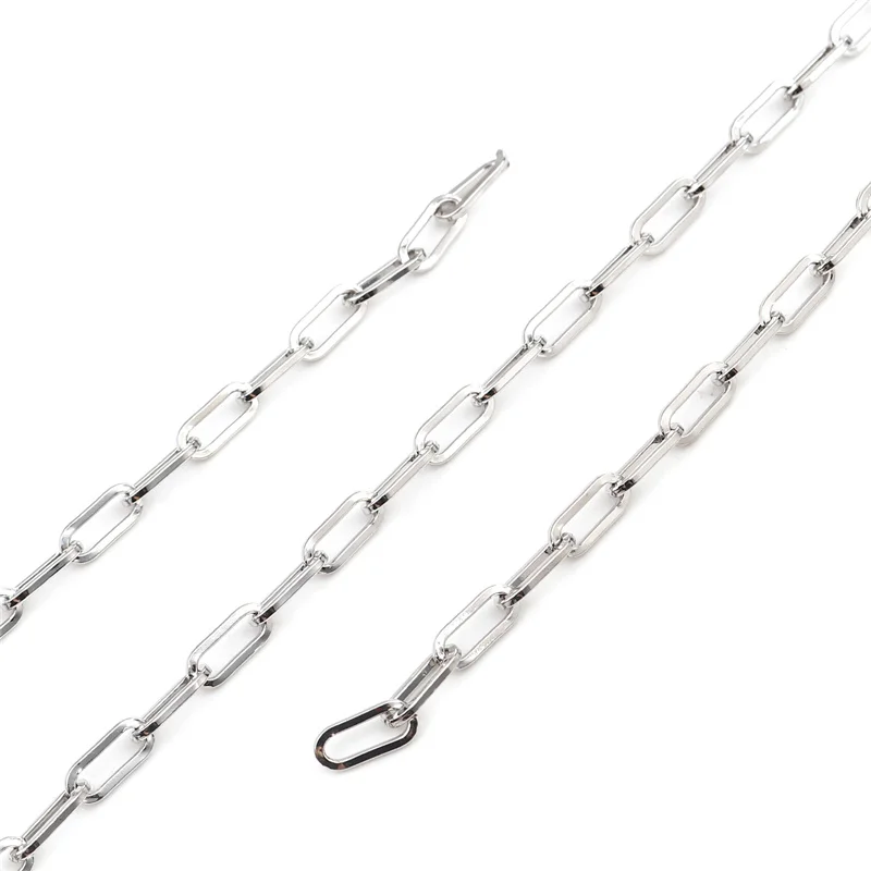 

2 M New Paperclip Link Cable Chains Findings Iron Alloy Silver Color Oval 14mm - 7mm For DIY Necklace Braceket Jewelry Making