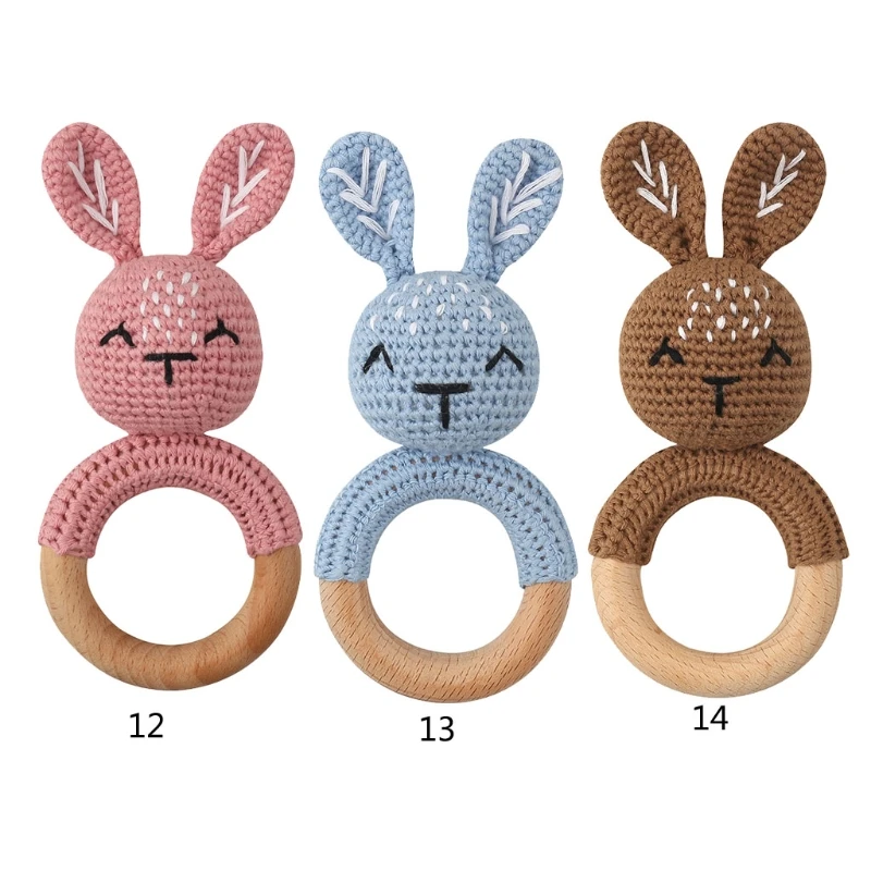 

Baby Beech Wood Teether Mobile Pram Crib Ring DIY Crochet Rattle Bracelet Molar