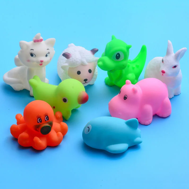 

Baby Shower Bath Toys Cute Animals Swimming Water Toys Duck Mini Colorful Soft Floating Rubber Duck Squeeze Sound Funny Gift