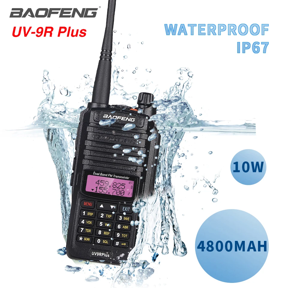 Портативная рация Baofeng UV 9R Plus 10 Вт водонепроницаемая 9rhp Двухдиапазонная