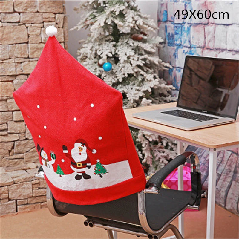 60x49cm Рождественский чехол на стул для столовой, съемный, моющийся, растягивающийся чехол на сиденье, вечерние принадлежности, рождественские украшения для дома Navidad - Цвет: 60x49cm
