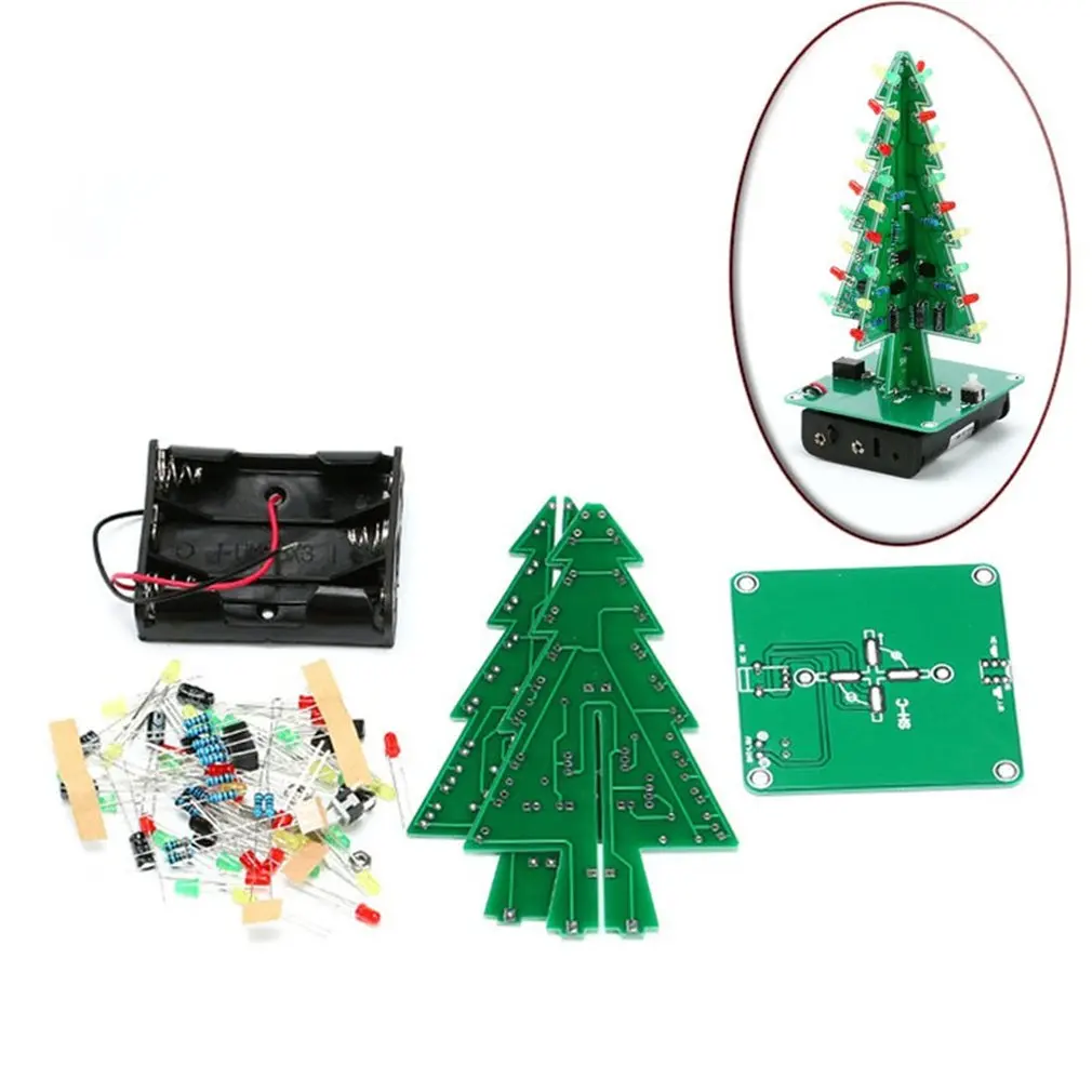 3D Рождественская елка светодиодный DIY Kit красный/зеленый/желтый флэш-схема части электронные экологически чистые материалы