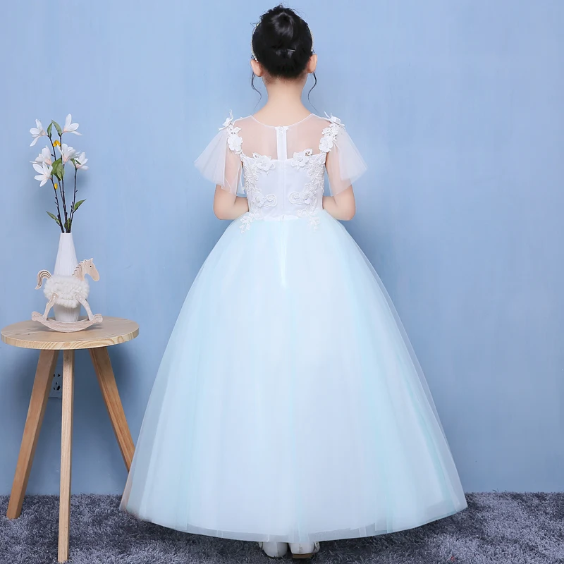 

Korean Sweet Little Girls Kids Elegant Summer Birthday Evening Party Princess Fluffy Dress Baby Infants Host Ceremony Dress Wear