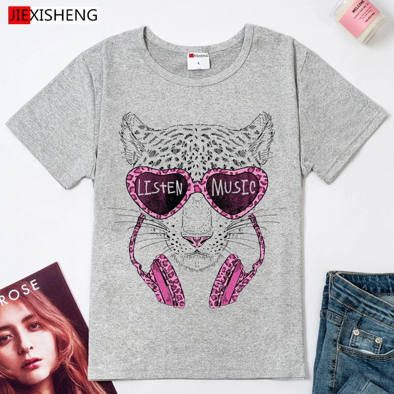 Женская футболка с забавным леопардовым принтом|printed t shirt women|t woment women casual |