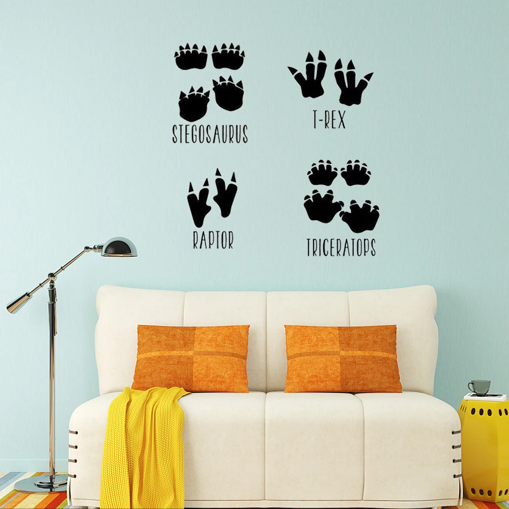 

Dinosaur Footprint Wall Sticker Stegosaurus T-Rex Raptor Triceratops Vinyl Home Decor Kids Room Nursery Playroom Decal Poster