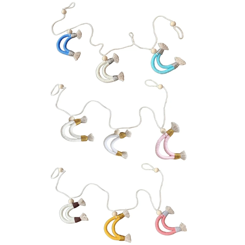 

Скандинавская плетеная вручную гобелен из макраме хлопковая Веревка плетеная Луна настенная подвеска Украшение для детской комнаты домаш...