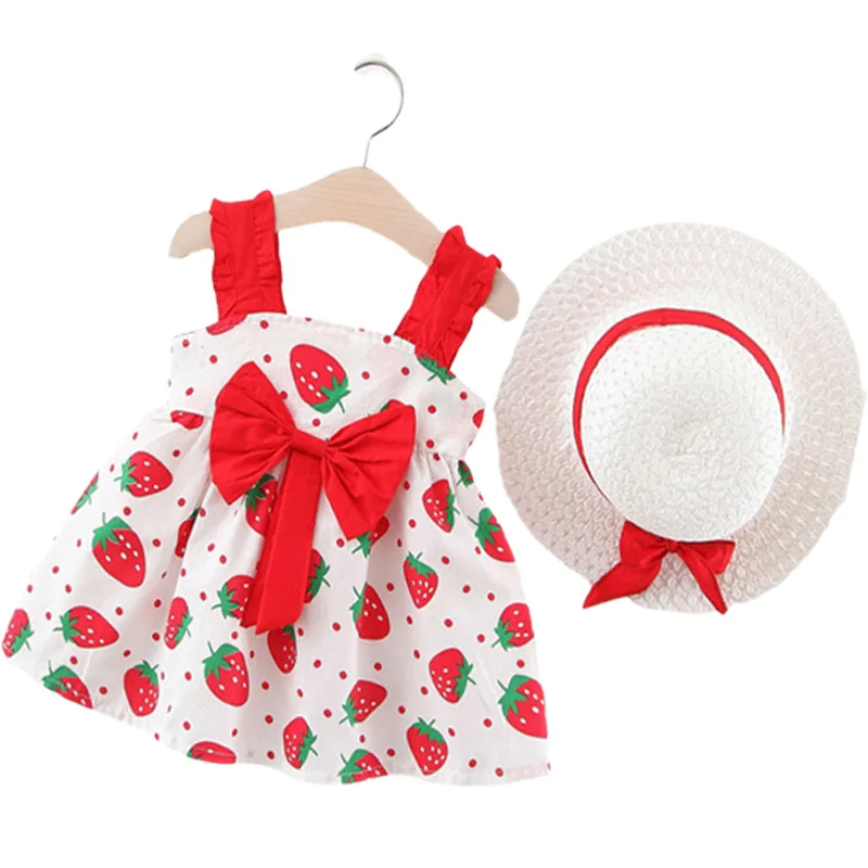 Платье для маленьких девочек Новинка 2020 года хлопковое платье с клубничным