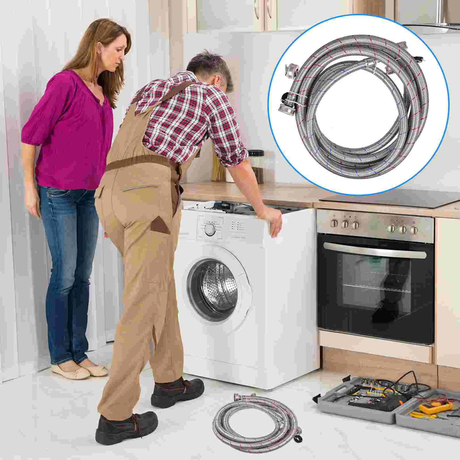 

Прочные водопроводные шланги из нержавеющей стали для стиральной машины, 2 шт.