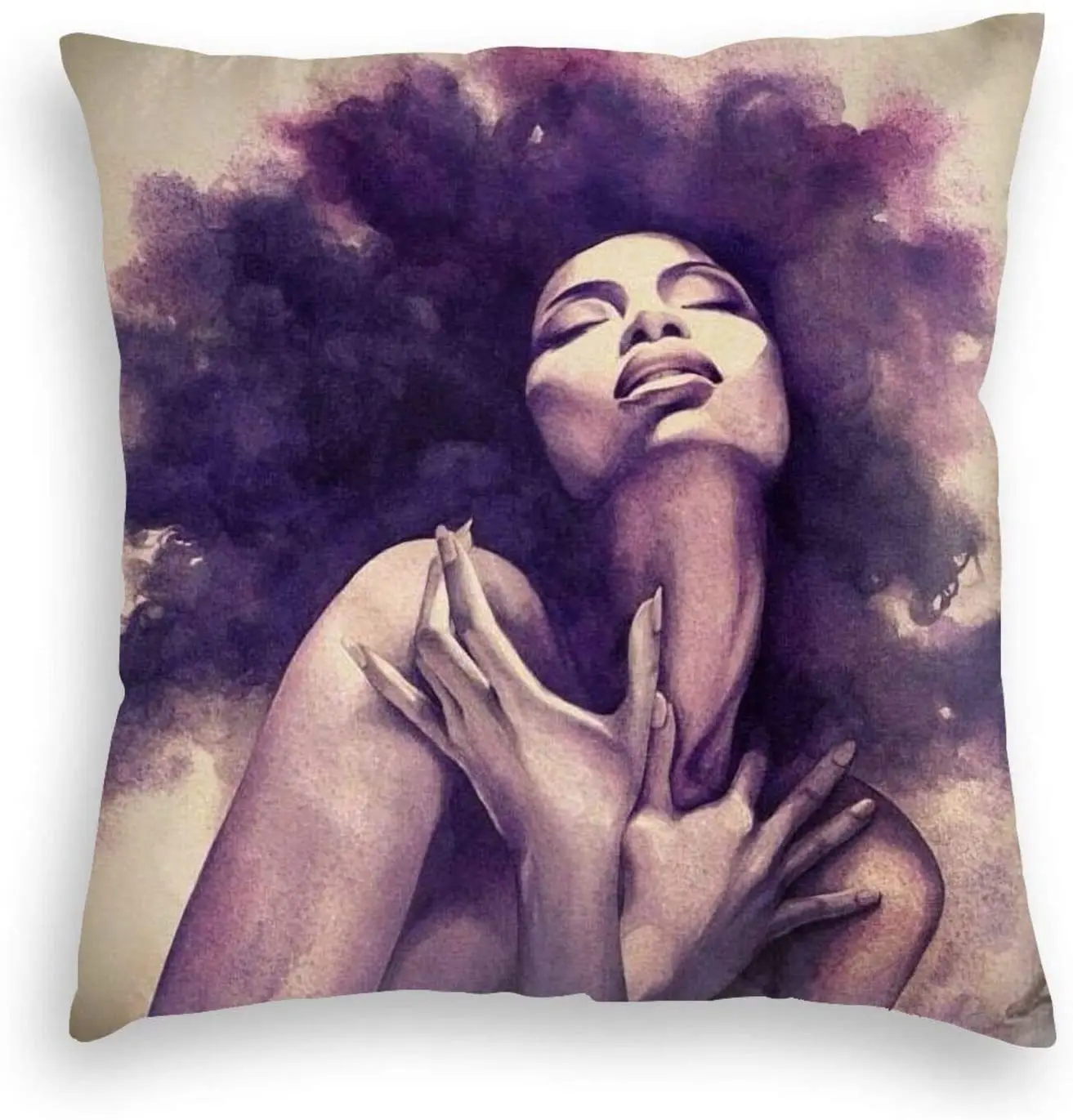 

African Black Female Girl Art Hug Pillowcase Fashion Decoration Pillowcase Modern Cushion Comfortable Sofa Bedroom Car 18X18