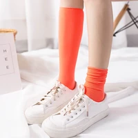 2020 spring summer candy color solid color velvet womens socks natural folds thin tube socks japanese pile socks women socks