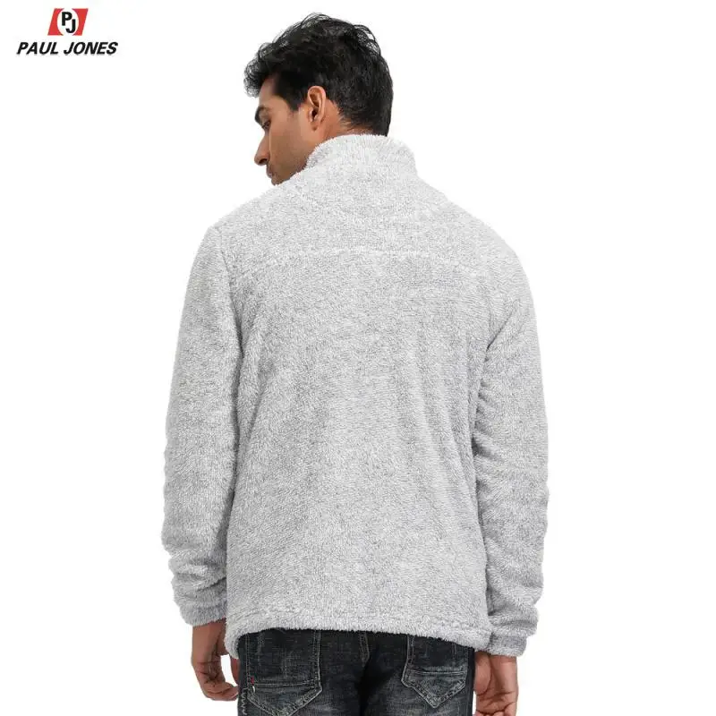 Мужской флисовый пуловер PAUL JONES с длинным рукавом и стоячим воротником толстовка